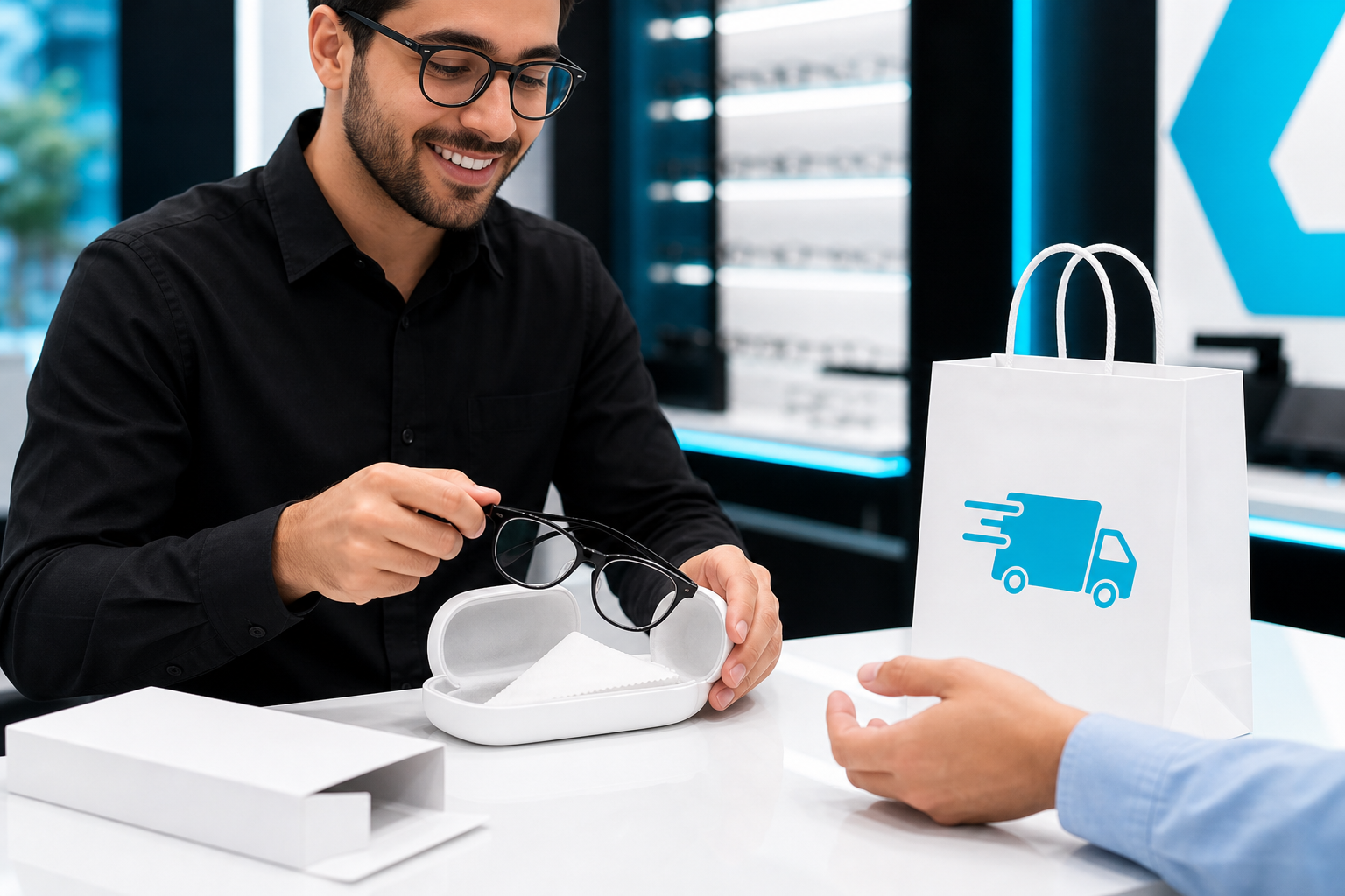 Preparacion de gafas para cotizacion y entrega a domicilio