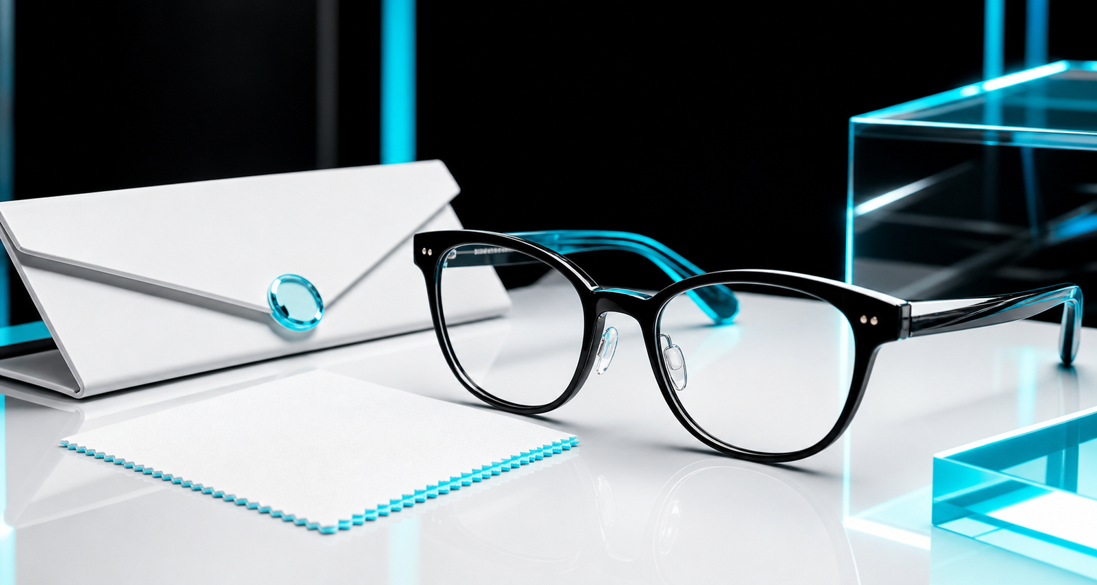 Gafas en una composicion de producto limpia