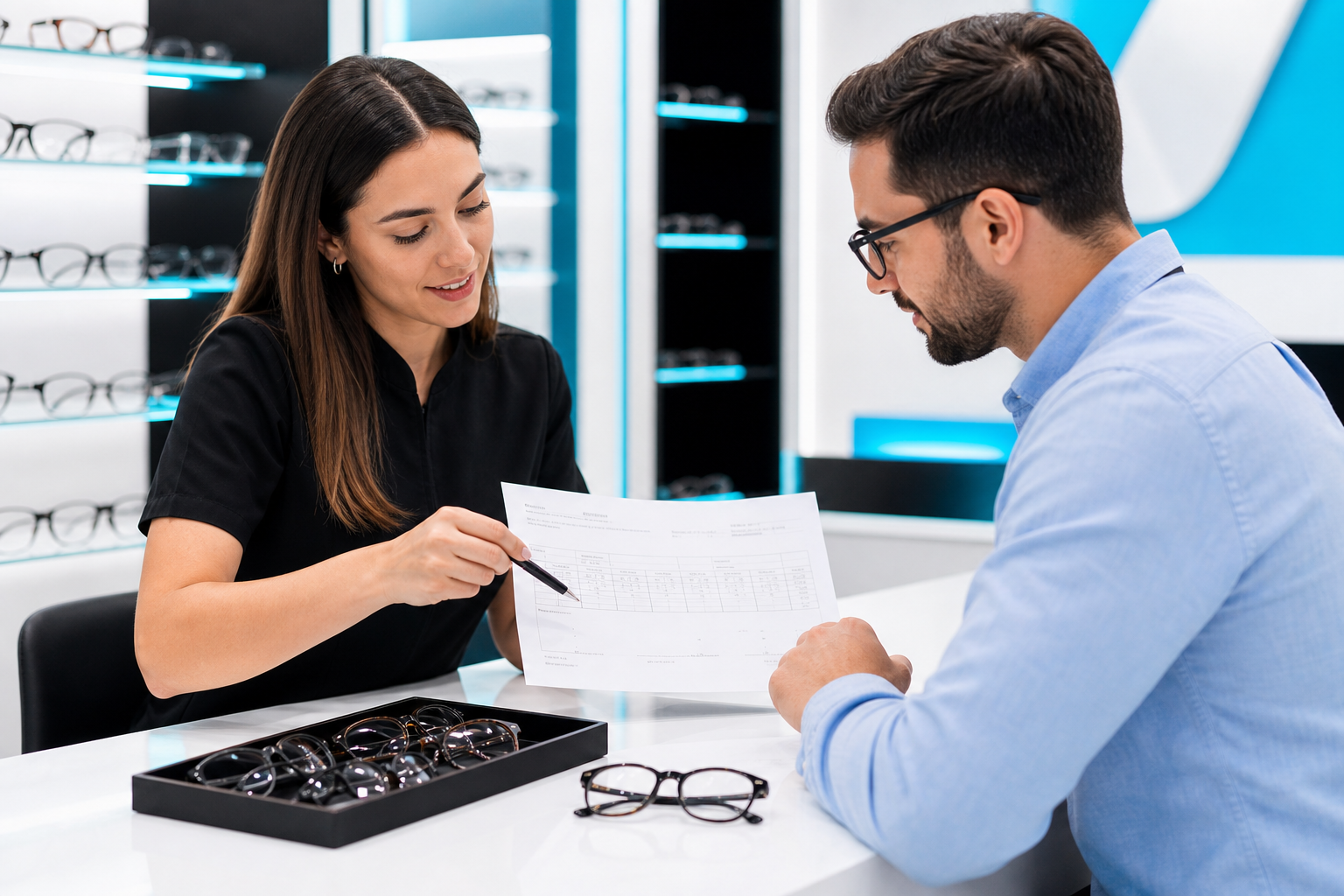 Asesoria de examen visual y formula en una optica
